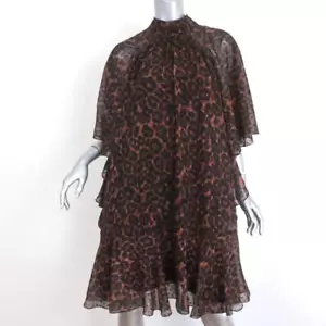 Erdem Dress Elviretta Leopard Print Fil Coupe Chiffon Size US 2 - Picture 1 of 9