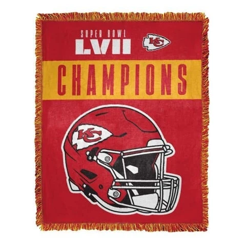 Kansas City Chiefs Woven Jacquard Throw Blanket Super Bowl LVII Champions Cover