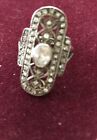 Vintage Victorian Style Sterling & Rhinestone Deco Ring  Size 5