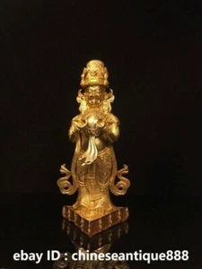 12,2 Zoll alter tibetischer Buddhismus Tempel Bronze vergoldet Zakiram Buddha Statue - Bild 1 von 9