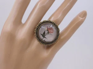 Vintage Retro Style Handmade Statement Ring, Single Rose, 1" - Picture 1 of 2