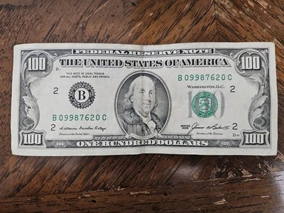 1985 $100 DOLLAR  FEDERAL RESERVE NOTE~NEW YORK~ ALMOST UNCIRCULATED - Image 1 of 2