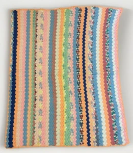 Vintage Handmade Crochet Afghan Throw Blanket Multicolor 55”x 44” - Picture 1 of 5