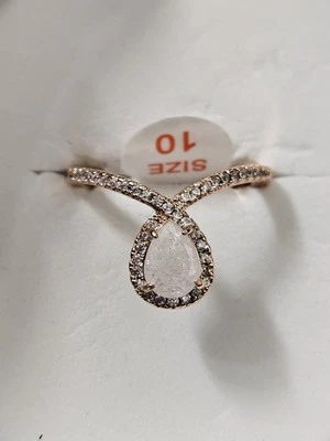 Bomb Party Rings Sz 10 Girl Boss Unicorn Lc White Ice Crystal Rose Gold Rbp2189 - Image 1 of 4