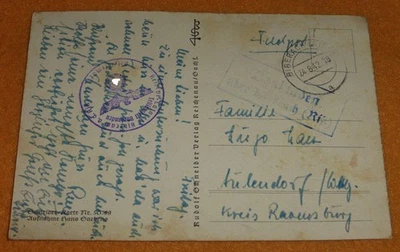 Bonlanden Biberach Teillazarett Landpoststempel Feldpost Hugo Halt Aulendorf '42 - Bild 1 von 4