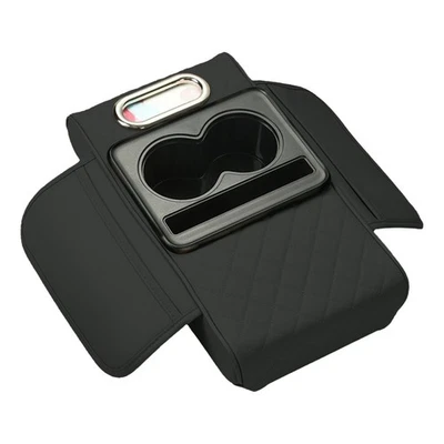 Apoio de braço de carro de couro ecológico tapete caixa 5 em 1 almofada centro console capa 2 copos suporte - Imagem 1 de 4