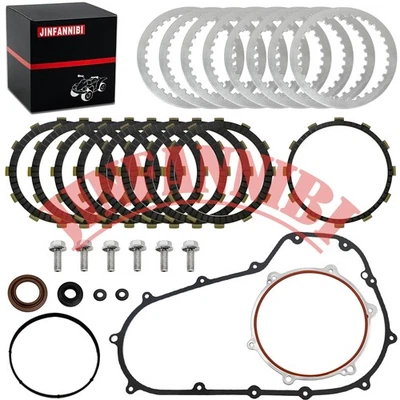 Clutch Friction Steel Plates Kit & Primary Gasket for Harley Road King 2007-2014 Foto 1 de 4