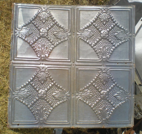 24"x24" Antique Victorian Ceiling Tin Tile Chic Beaded Lace Cottage Fleur De Li Cover