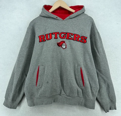 RUTGERS UNIVERSITY Sweatshirt Mens L NCAA Scarlet Knights Hoodie Pullover Gray Cover