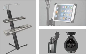 Keyboard Piano Synth Dual Double Tier Adjustable Stand + iPad and Mic holder - Picture 1 of 12