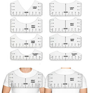 8 Pcs T-shirt Ruler Guide V Neck Alignment Tool To Center Designs Measurem_ch