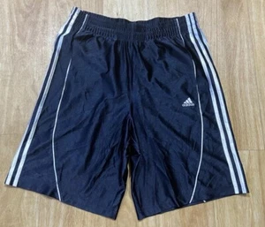 Adidas Shorts Small Black Satin Feel Three Stripes Logo Embroidered Drawstring - Picture 1 of 10