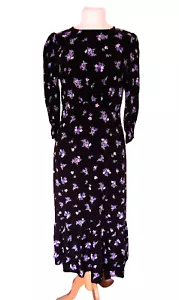 NOBODYS CHILD SELENA BLACK FLORAL MIDI DRESS SIZE 8 NEW - Picture 1 of 5