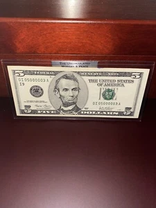 2003-$5 Dollar Bill Low Serial Number - Picture 1 of 2