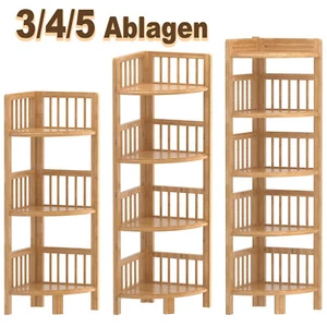 Eckregal Bambusregal Mehrzweckregal Bücherregal Standregal Badregal Küchenregal - Bild 1 von 43