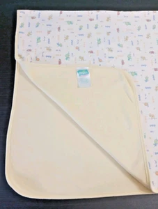 Coperta bambino vintage Pampers cotone stampa gialla ciao buonjour animali 25x42 - Foto 1 di 18