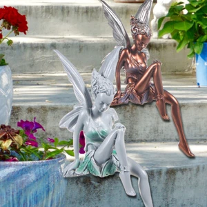 Flower Fairy Sculpture Garden Landscaping Resin Turek Sitting Statue Decor HOT - Picture 1 of 13