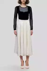 VERONIKA MAINE Long Textured Skirt Midi Pleated Cream Size 10 AU | RRP 319.00 - Picture 1 of 2