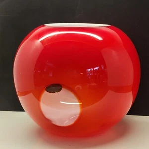 Bol / vase en verre rouge Art avec 3 cercles transparents - Photo 1/9
