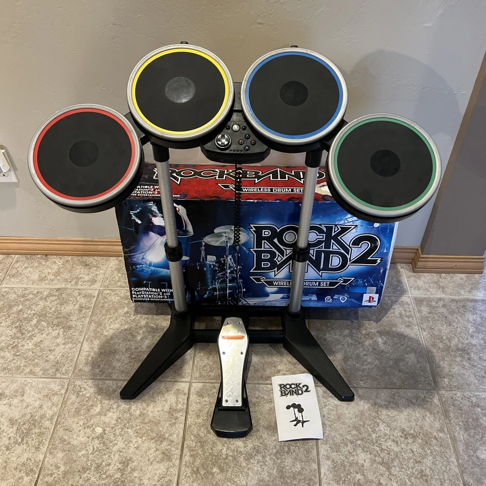 DEFECTIVE PlayStation 2 3 Rock Band 2 conjunto de bateria pacote bateria sem fio Se G3D - Imagem 1 de 4