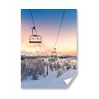 A5   Pretty Sunset Ski Lift Skiing Snowboard Print 148X21cm 280Gsm 8420
