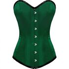 Damen grün Satin Gothic Bustier Taille Cincher entbeint lang Overbust Korsett Top
