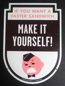 Authentisches Jimmy Johns MAKE IT YOURSELF Sandwich Metall Blechschild 14" Höhe x 10" Breite 2005 - Bild 1 von 4