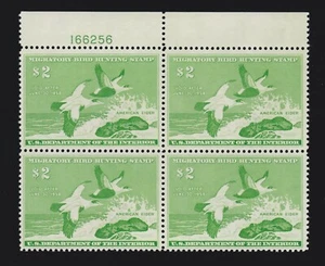 US RW24 $2 Federal Duck Stamp Mint Plate #166256 Block of 4 XF OG NH SCV $340 - Picture 1 of 2