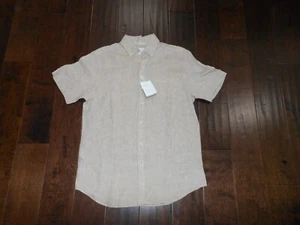 NWT PORTER & ASH 100% Linen Short Sleeves Casual Polo Shirt Size S Beige - Picture 1 of 8