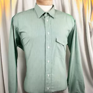 SAKS FIFTH AVENUE New Green Dark Green Striped Cotton Men Shirt Size 17 - Picture 1 of 7