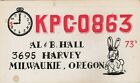 Cb Radio Qsl Postcard Kpc-0863 Rabbit Comic Al Bunny Hall 1970S Milwaukie Oregon