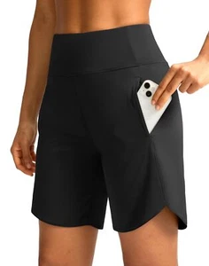 Women's 7" Athletic Running Long Shorts with Pockets High Waisted Bermuda Sho... - Picture 1 of 7