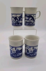 4 Vintage Churchill Farm Tiere große Tassen Farmhouse England blau & weiß - Bild 1 von 14