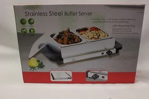Stainless Steel 2-Section Buffet Server 200 WATTS 102252-2 EE-18 - Picture 1 of 2