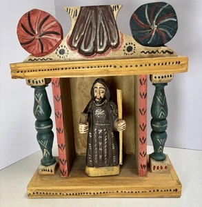 VTG Handmade Guatemala Carved Wood Christ Religious Folk Art Alter Hand Painted - Picture 1 of 6