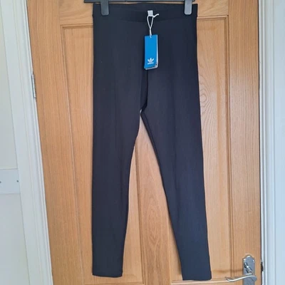 New Ladies Adidas Black Trefoil Leggings Size 12. Brand New - Image 1 of 4