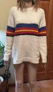 Suéter tejido palomitas de maíz Polagram para mujer mediano crema, pulóver a rayas Boucle - Imagen 1 de 14