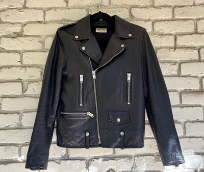 Chaqueta de cuero negra Saint Laurent L01 FR 46 Hedi Slimane 2014-2015 Foto 1 de 4