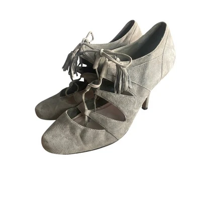 Plenty by Tracy Reese Anthropologie lace up heels women's size 39.5 gray suede  - Image 1 of 4