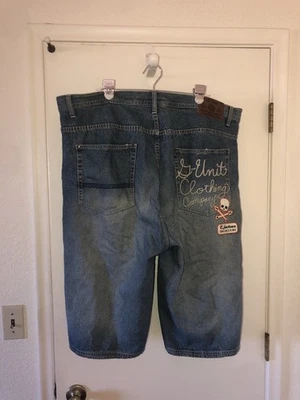 VTG G Unit Blue Heavy Long Loose Baggy Y2K Hip Hop Skater Jean Shorts Men's 44 - Image 1 of 4