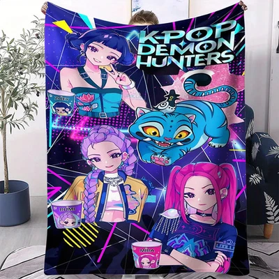 FLEECE BLANKET 79 KPop Demon Hunters Huntrix Blanket K-pop Anime Girl Team Fleece Blanket