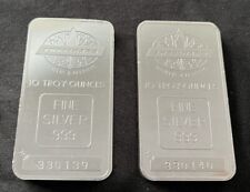 2 extremely rare consecutive 10oz Engelhard silver bars-MapleLeaf-under 250 mint