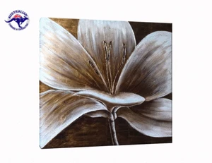 Pintura al óleo floral sobre lienzo - Hermosa flor blanca - enmarcada \ sin enmarcar - Imagen 1 de 6