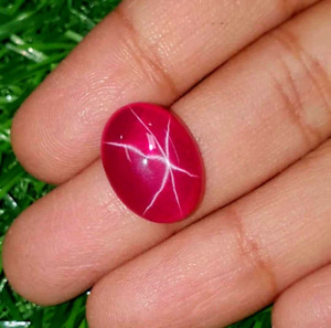 Natural 6 Rays Red Star Ruby 10.60 Ct 9X13X06 MM Oval Cabochon Loose Gemstone