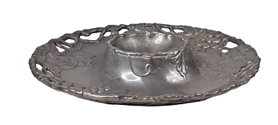 Arthur Court Metal 2001 tigela decorativa prato de frutas alumínio pesado 14" vintage - Imagem 1 de 4