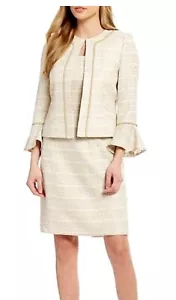 Tahari Arthur S. Levine Mujer Tejido Chaqueta y Traje de Vestir Set Marfil Multi 4 - Imagen 1 de 9