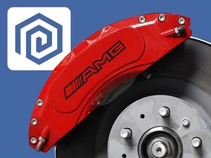 AMG Hollow Letter Brake Caliper Decal Style Stickers - 3 SIZES - x 6 - Picture 1 of 14