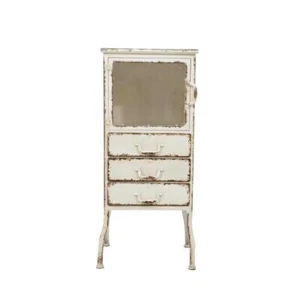 Storied Home Cabinet Metal with 3-Drawers and 1-Shelves in Distressed White - Picture 1 of 10