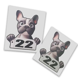 Französische Bulldogge Tür Nummer Aufkleber Abziehbilder Decals Grafiken x 2 benutzerdefinierte Zahlen - Bild 1 von 2