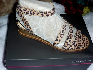 NIB Vince Camuto Resensa Leopard Print Demi Wedge Sandals Size 9W - Picture 1 of 7
